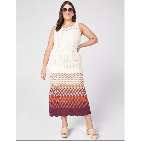 Lane Bryant Plus 26/28 Sweater Dress‎ NWT Chevron Stripe Ombre Maxi - Picture 1 of 12